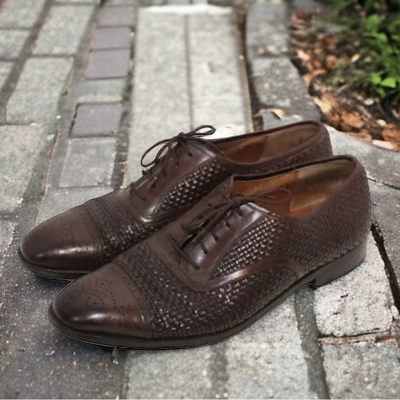 *Flaw Salvatore Ferragamo Woven Leather Lace Oxford Shoes Men's Size 10D H14580 - Picture 16 of 16